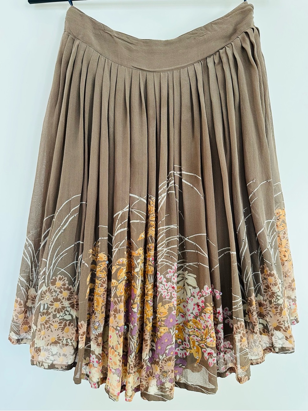 French Connection Pleated Silk Skirt (Size 4)